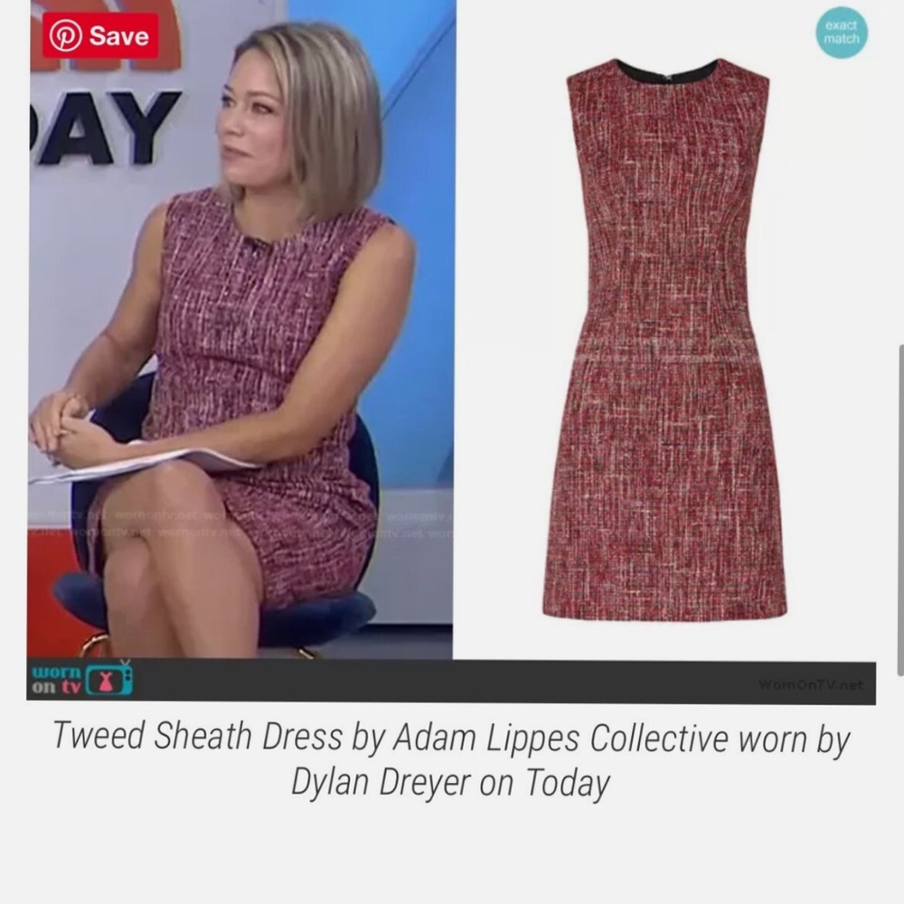 🪡 Adam Lippes Red Tweed Sheath Dress, Sz 8